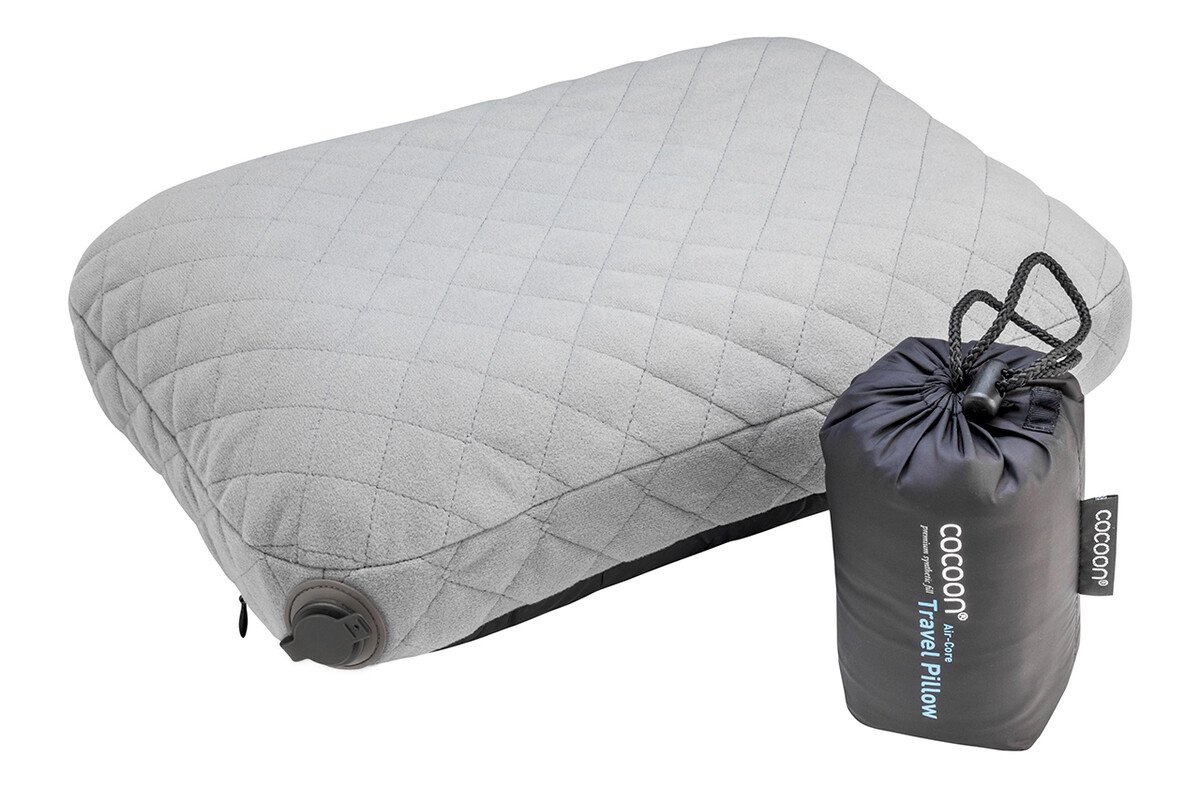 Cocoon nafukovací polštář Air-Core smoke grey/charcoal – polštář z prošívané strany s obalem