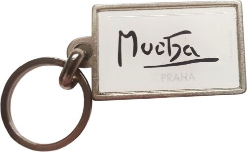 Alfons Mucha klíčenka Keyring Signature White