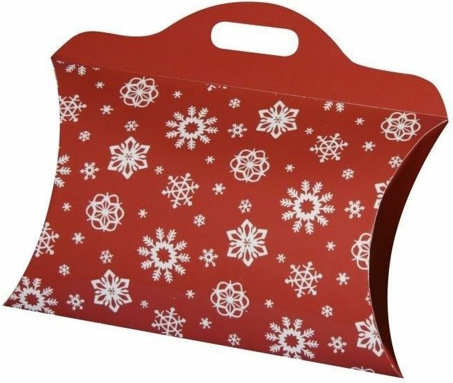 Kazeto dárková taška vánoční vločky červená malá