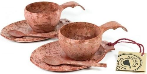 Kupilka Slow Down sada hrnků 210ml, talířů 140ml a lžiček cranberry