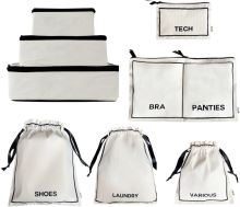 Bag-All Paris Travel Set Packing Cubes &amp; Bags 8-pack Cream cestovní sada