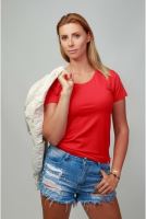 CityZen bavlněné triko dámské BREDA červené S/36 klasické s elastanem