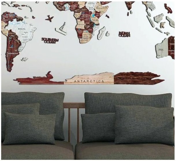 Enjoy the Wood 3D nástěnná dřevěná mapa Antarctica XL pro mapu Cappuccino