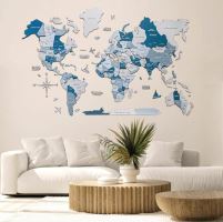 Enjoy the Wood 3D nástěnná dřevěná mapa World Map Aqua Prime XL