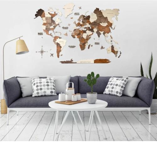 Enjoy the Wood 3D nástěnná dřevěná mapa World Map Multicolor Prime