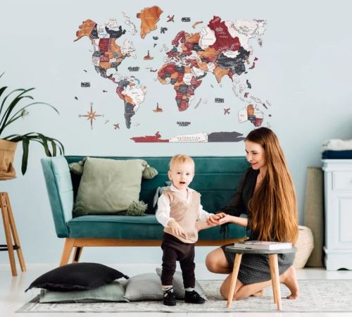 Enjoy the Wood 3D nástěnná dřevěná mapa World Map Onyx Prime