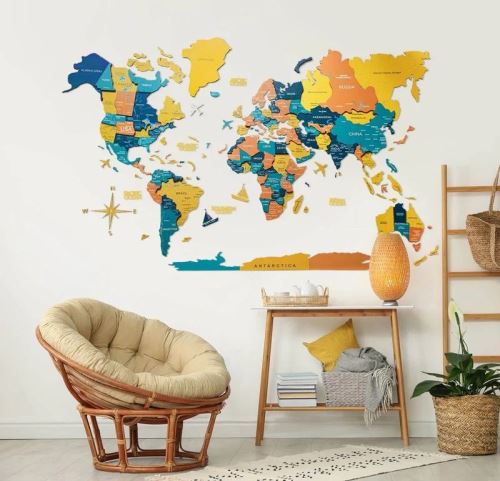 Enjoy the Wood 3D nástěnná dřevěná mapa World Map Indie Prime