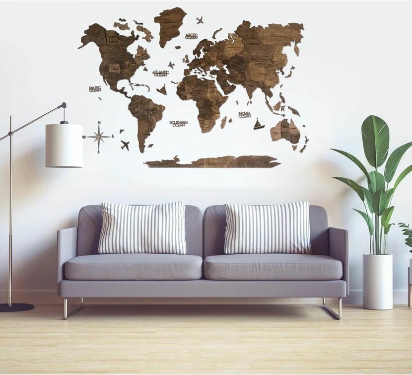 Enjoy the Wood 3D nástěnná dřevěná mapa World Map Walnut Prime M
