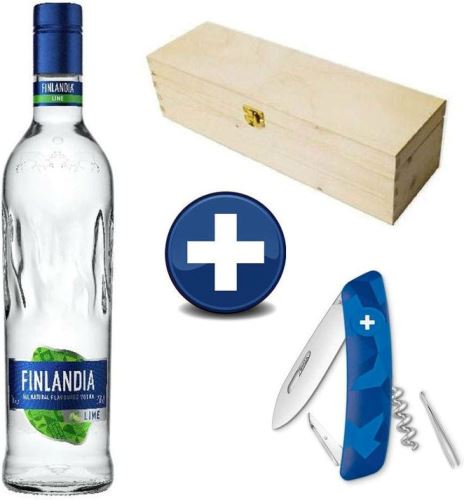Finlandia Lime 37.5% 1l + nůž Swiza C01 blue v dárkovém boxu