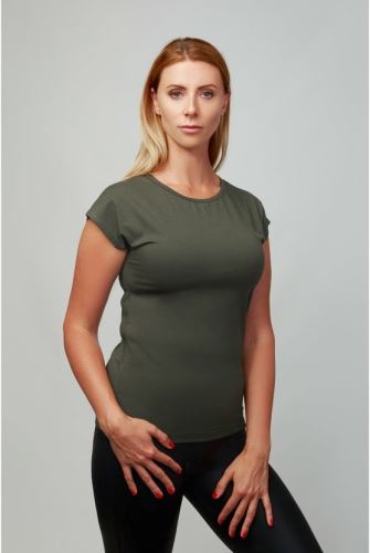 CityZen bavlněné triko dámské ALTA dark khaki kimonový rukáv