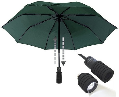 EuroSchirm deštník Light Trek Automatic Flashlight green