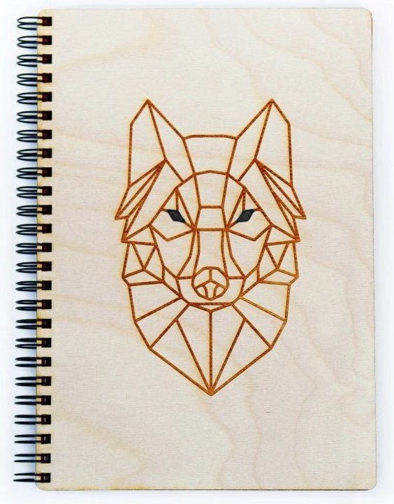 Jarlsen dřevěný zápisník A5 Vlk čistý