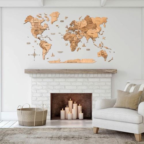 Enjoy the Wood 3D nástěnná dřevěná mapa World Map Light Prime