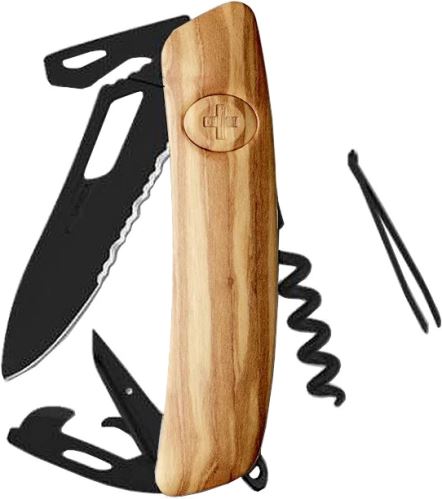 Swiza kapesní nůž SH03TR Allblack Single Hand Wavy Edge
