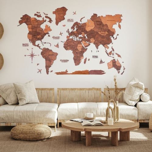 Enjoy the Wood 3D nástěnná dřevěná mapa World Map Oak Prime