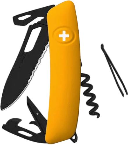 Swiza kapesní nůž SH03TR Allblack Single Hand Wavy Edge