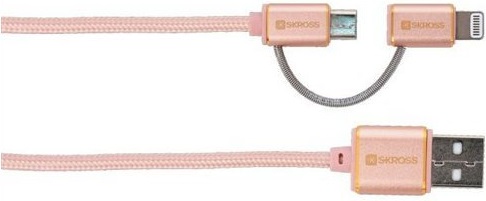 SKROSS USB kabel Charge´n Sync Lightning + Micro USB rose