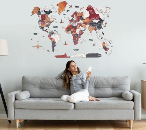 Enjoy the Wood 3D nástěnná dřevěná mapa World Map Onyx Prime