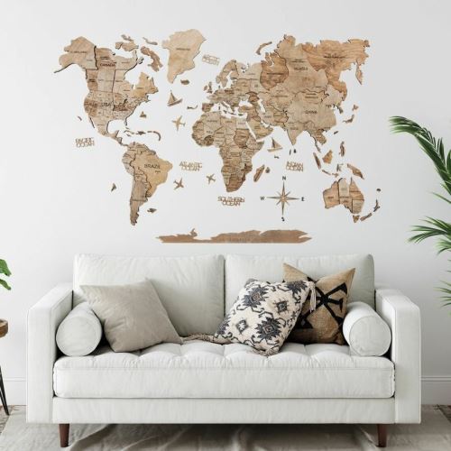 Enjoy the Wood 3D nástěnná dřevěná mapa World Map Terra Prime