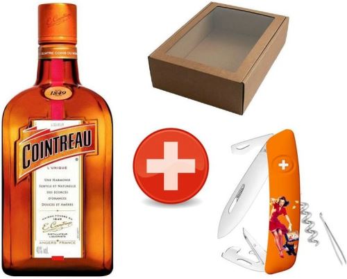 Cointreau L’Unique 40% 1l + nůž Swiza Pin-Up v dárkovém boxu