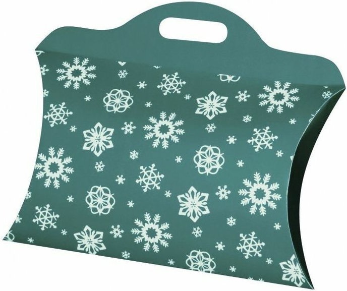 Kazeto dárková taška vánoční vločky zelená malá