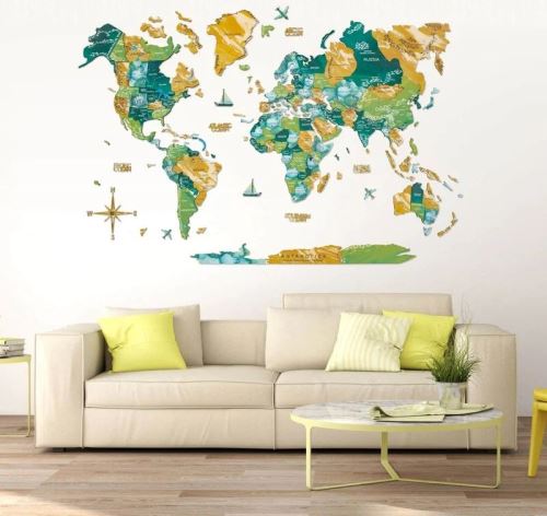 Enjoy the Wood 3D nástěnná dřevěná mapa World Map Surface Prime