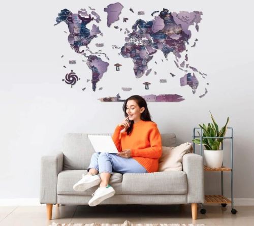 Enjoy the Wood 3D nástěnná dřevěná mapa World Map Sirius Prime