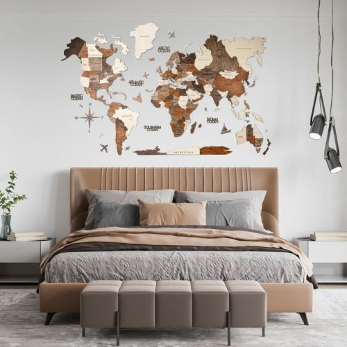 Enjoy the Wood 3D nástěnná dřevěná mapa World Map Multicolor Prime