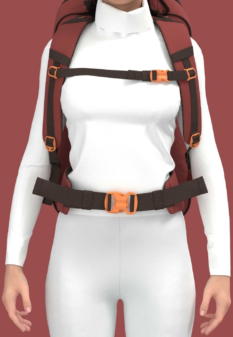 CabinZero Adventure 42l sangria red na zádech