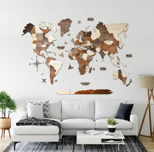 Enjoy the Wood 3D nástěnná dřevěná mapa World Map Multicolor Prime
