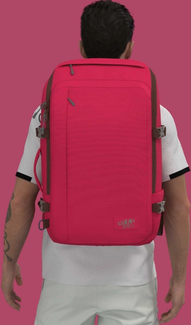 CabinZero Adventure 42l miami magenta na zádech