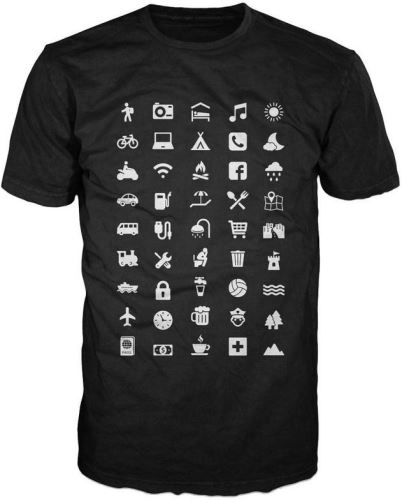 Cestovatelské triko s piktogramy černé