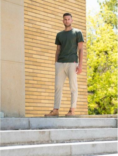 CityZen bavlněné triko pánské AGEN dark khaki kulatý výstřih