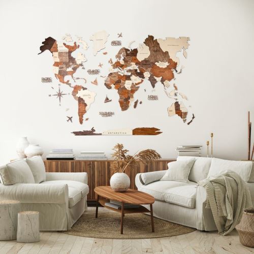 Enjoy the Wood 3D nástěnná dřevěná mapa World Map Multicolor Prime
