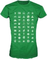 Cestovatelské dámské triko s piktogramy S zelené kelly