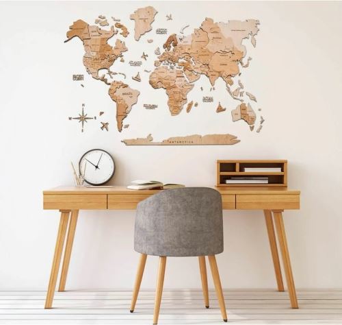 Enjoy the Wood 3D nástěnná dřevěná mapa World Map Light Prime