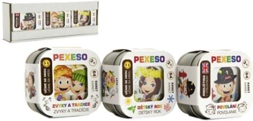 Hmaťák Pexeso 3 ks v plechových krabičkách