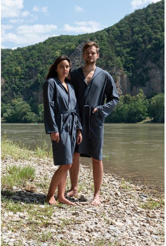 Cocoon župan Ultralight Microfiber Bathrobe XL anchor grey – pár v županech u řeky