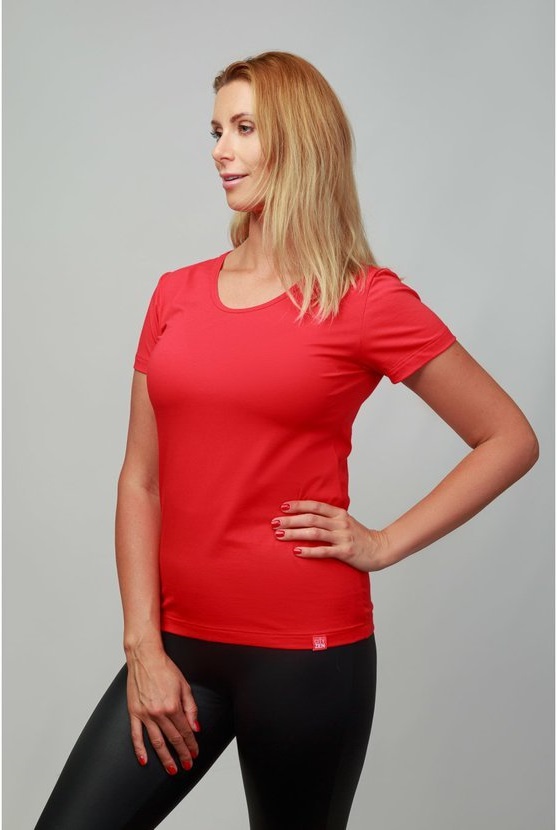 CityZen bavlněné triko dámské BREDA červené L/40 klasické s elastanem