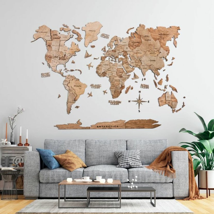 Enjoy the Wood 3D nástěnná dřevěná mapa World Map Terra Prime XL