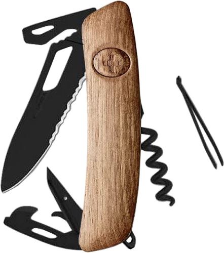 Swiza kapesní nůž SH03TR Allblack Single Hand Wavy Edge