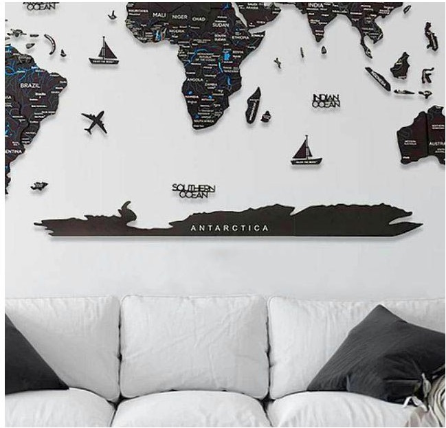 Enjoy the Wood 3D nástěnná dřevěná mapa Antarctica L pro mapu Black