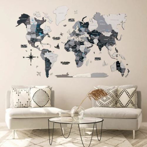 Enjoy the Wood 3D nástěnná dřevěná mapa World Map Nordic Prime