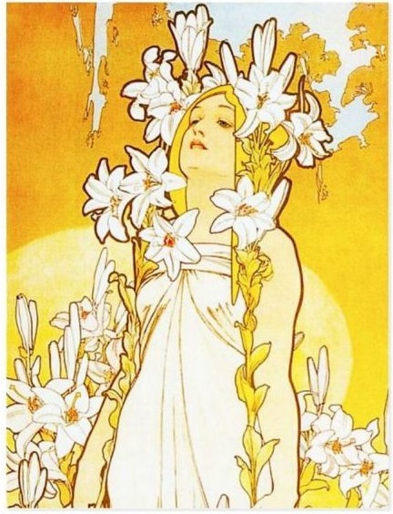 Alfons Mucha magnet Lily