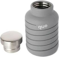QUE skládací silikonová lahev 600ml stone grey (2)