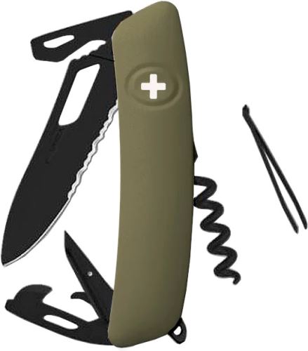 Swiza kapesní nůž SH03TR Allblack Single Hand Wavy Edge